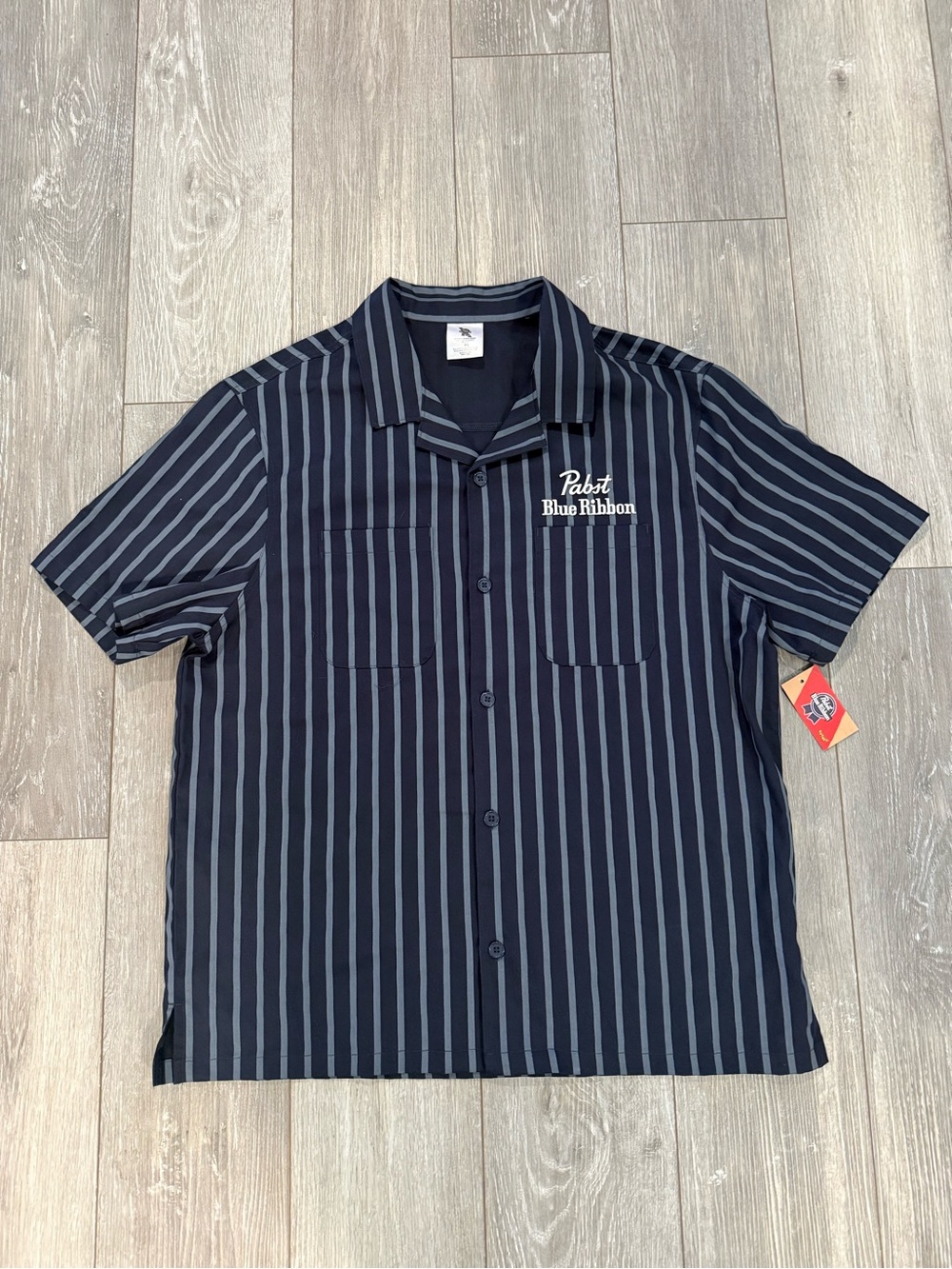 Men’s Pabst Blue Ribbon Striped Button Down Size XL